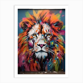 Lion Art Painting Mural Style 4 Art Print