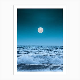 Full Moon Over The Ocean Art Print