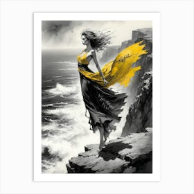 Woman On A Cliff 1 Art Print