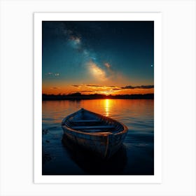 Boat At Sunset 4 Art Print