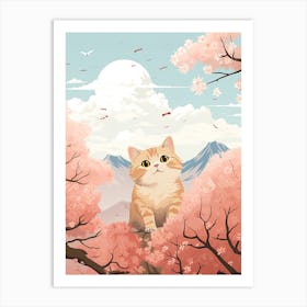 Kawaii Cat Drawings With Butterflies 2 Art Print