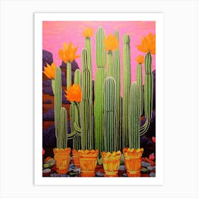 Mexican Style Cactus Illustration Ladyfinger Cactus 2 Art Print