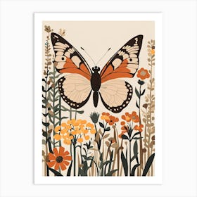 Butterflies and Flowers in Soft Colours I Art Print