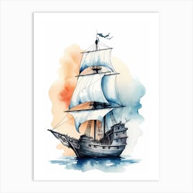 Sailing Ships Watercolor Painting (29) Art Print