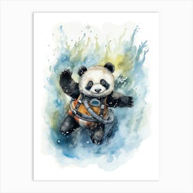 Panda Art Tasting Wine Watercolour 3 Art Print