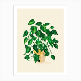 Pothos Plant Minimalist Illustration 8 Art Print