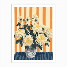 Chrysanthemum Flowers On A Table   Contemporary Illustration 4 Art Print