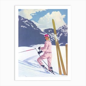 Saas Fee, Switzerland Glamour Ski Skiing Poster Art Print