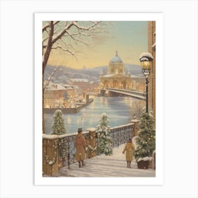 Vintage Winter Illustration Budapest Hungary 4 Art Print