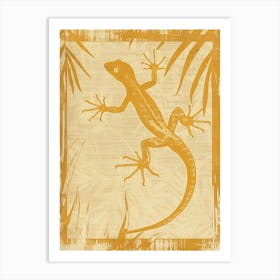 Dark Yellow Day Gecko Block Print 2 Art Print