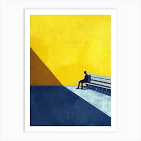 Man Sitting On A Bench, Minimalism Art Print