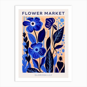 Blue Flower Market Poster Gloriosa Lily 3 Art Print