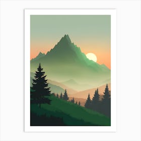 Misty Mountains Vertical Composition In Green Tone 183 Art Print