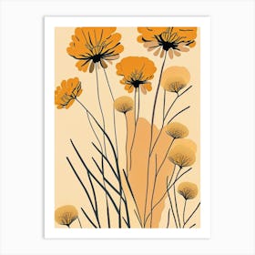 Desert Marigold Wildflower Modern Muted Colours 2 Art Print