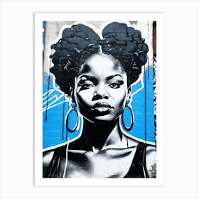 Graffiti Mural Of Beautiful Black Woman 121 Art Print