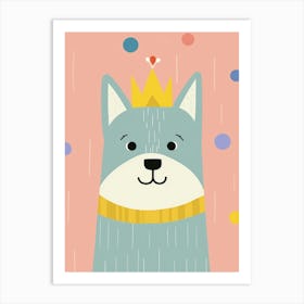 Little Timber Wolf 3 Wearing A Crown Art Print