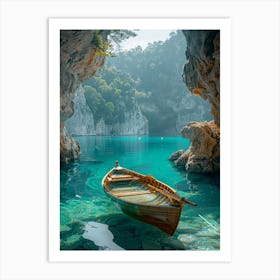 Boat In A Cave 2 Art Print