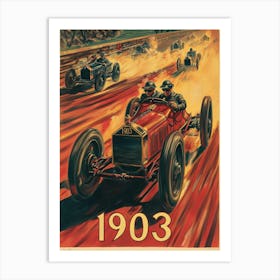 Aihrgdesign A Vintage Travel Poster Of An Early 1903 Automobi 7db021d2 F00b 402f Af4b A2b3c2536a0d 0 Art Print