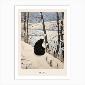 Vintage Winter Animal Painting Poster Skunk 1 Art Print