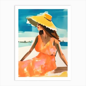 Watercolor Lady Enjoying Summer 2 Art Print