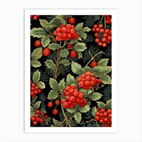 Winterberry 3 William Morris Style Winter Florals Art Print