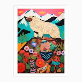 Maximalist Animal Painting Marmot 1 Art Print
