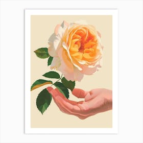 English Roses Painting Rose In A Hand 3 Art Print