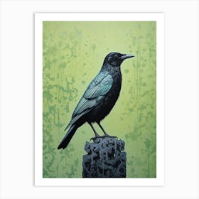 Ohara Koson Inspired Bird Painting Crow 2 Art Print