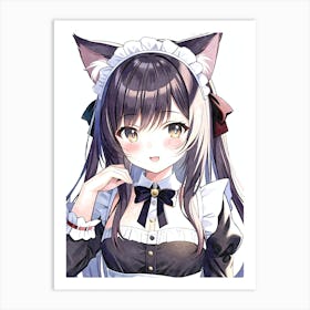 Kawaii Kawaii Anime Cat Girl Nekomimi in Maid Costume Otaku Art Print