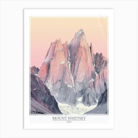 Mount Whitney Usa Color Line Drawing 4 Poster Art Print