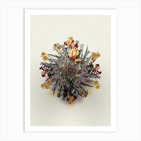Vintage Didier's Tulip Flower Wreath on Ivory White n.2360 Art Print