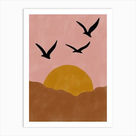 Soft Pink Sunset Landscape Art Print