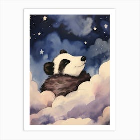 Baby Badger Sleeping In The Clouds Art Print
