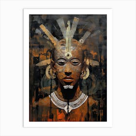 Masked Mosaic: A Kaleidoscope of African Inspirations Art Print