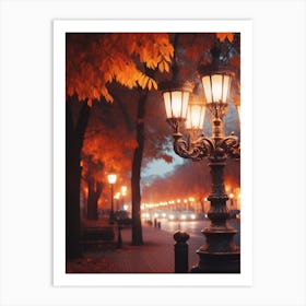 Street Lamp In Autumn Art Print