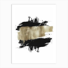 Gold And Black Brush Strokes 21 Art Print