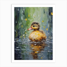 Brushstroke Duckling Impressionism Inspired 4 Art Print