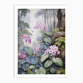 Vintage Jungle Botanical Illustration African Violet 1 Art Print