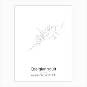 Qasigiannguit,Greenland Minimalist Map Art Print