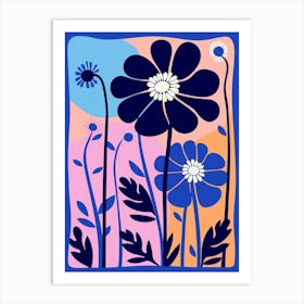 Blue Flower Illustration Cosmos 3 Art Print