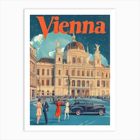 Aihrgdesign A Retro Travel Poster For Vienna 6 Art Print