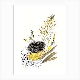 Black Mustard Seed Spices And Herbs Pencil Illustration 3 Art Print