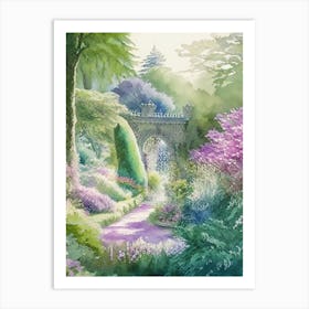 Bodnant Garden, 2, United Kingdom Pastel Watercolour Art Print