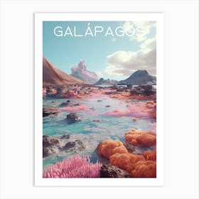 Colourful Galapagos travel poster Art Print Art Print