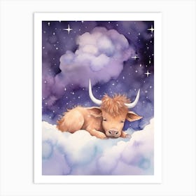 Baby Bison 2 Sleeping In The Clouds Art Print