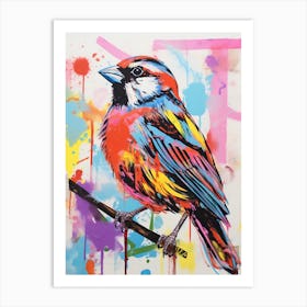 Colourful Bird Painting Sparrow 1 Art Print