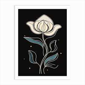 Line Art Tulips Flowers Illustration Neutral 17 Art Print