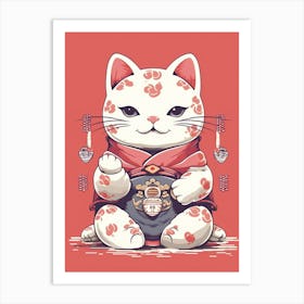 Maneki Neko Lucky Cat Japanese 1 Art Print