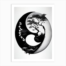 Black And White Yin and Yang 4, Illustration Art Print