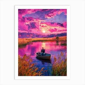 Sunset In A Boat Art Print